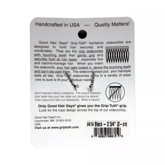 The Original Grip-Tuth® Good Hair Days Tuck Side Combs Made in USA Mix&Match