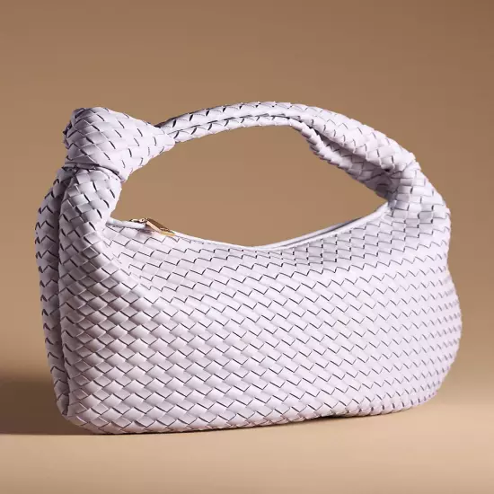 Melie Bianco Brigitte Large Satchel Recycled Vegan Woven Knot Bag Anthropologie!