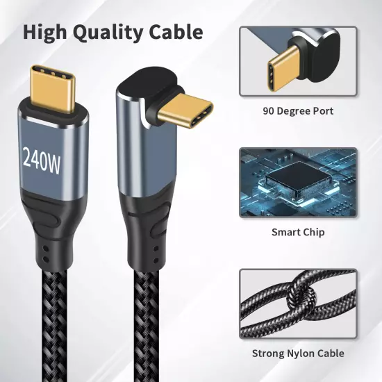 90 Degree Type C to Type C Cable 3.3FT/1M, 240W USB C Charging Cord, USB