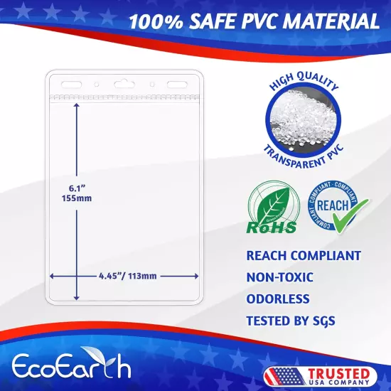 Ecoearth Passport & Identification Card Holders with Soft Edge (Clear, 4X6 Inch,