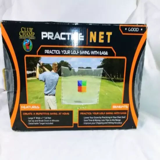 CLUB CHAMP Golf Practice Net 7’X9’ Sturdy Easy Up & Down Removable Target