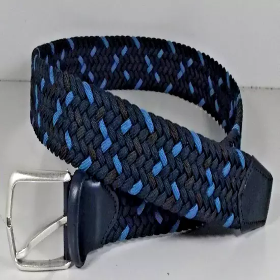 758027 MSBLT20 MEN'S BELT SIZE 34 BLUE MULTI WOVEN STRETCH KNIT JOHNSTON MURPHY