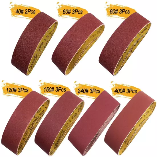 20 PACK Belt Sander Sandpaper 3"x21" Sanding Belts 40 60 80 120 150 240 400 Grit