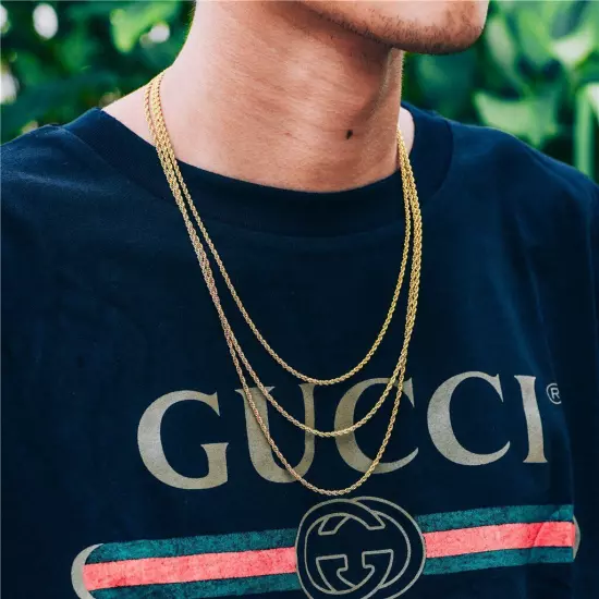 $2000 10K Solid Yellow Gold Necklace Gold Rope Chain 16"