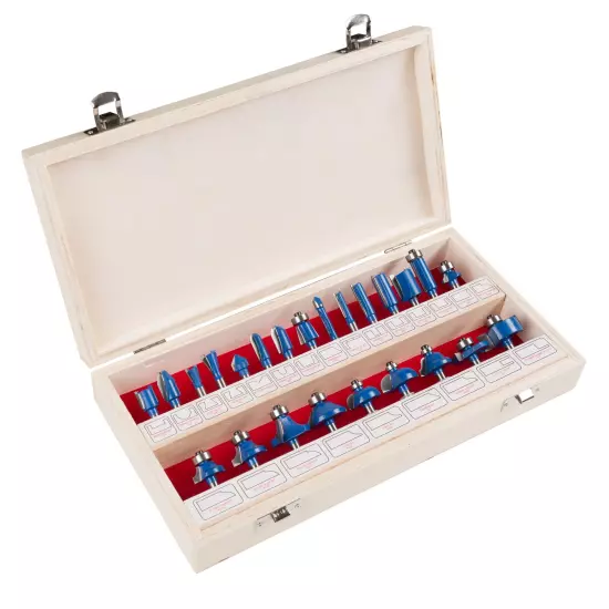 Router Bit Set, 24 Piece Kit With Shank And Wood Storage Case