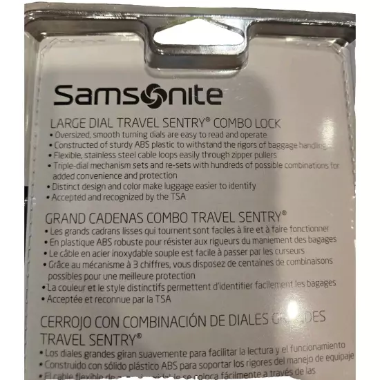 Samsonite Travel Sentry Approved 3 Large Dial Combination Lock (Orange) New