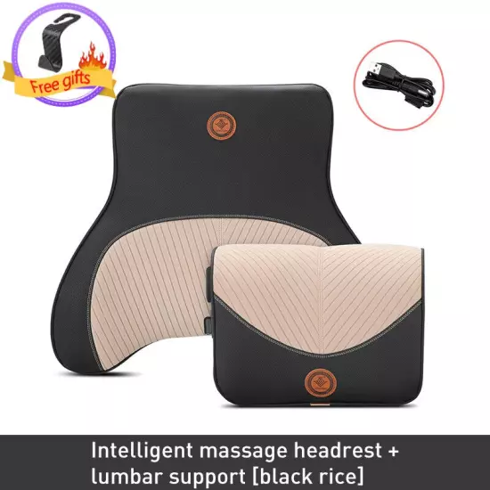 Car Massage Headrest Neck Pillow Mesh + Leather Universal Seat Lumbar Pillow