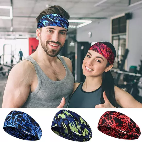 Sports Headband for Men Women Moisture Wicking Sweat Band Elastic Wide Hair Band