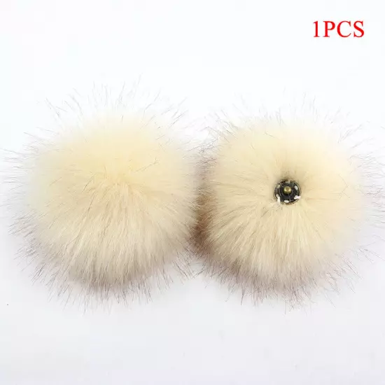 Fluffy Faux Fox Fur Pompom 8cm Pom Poms Ball with Dark Buckle DIY for Hat Bags"