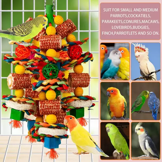 Bird Toys Parrot Toys for Large Birds Natural Peppered Wood African