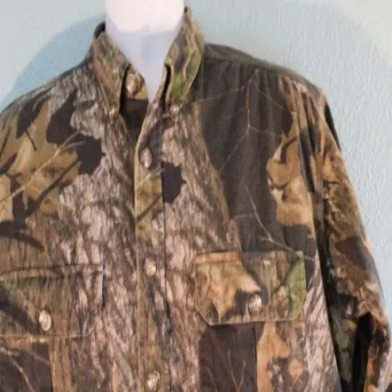 Vintage SAFTBAK Mossy Oak Thick Flannel Shirt Men's Large Camouflage Chamois