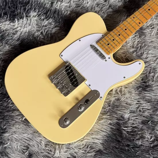 CreamNash yellow telecaster electric guitar with maple neck shipping quickly