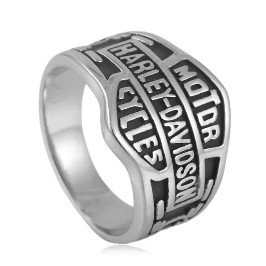 Mens Motorcycle club Biker Punk Ring Silver Stainless Steel Size 7-13