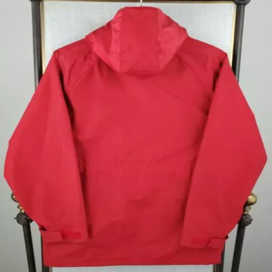 VTG WOOLRICH Size Medium Womens USA Made Red Wool Lined Hooded Field Jacket Coat