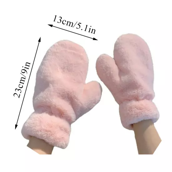 Girl Women Soft Plush Gloves Winter Fluffy Thicken Warm Mittens Faux Fur Glove