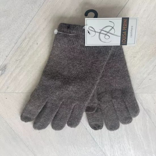 Louisa Perini 100% Cashmere Brown Gloves New 