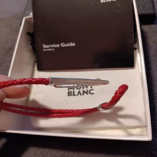 Montblanc Woven Leather & Stainless Bracelet Red, New.