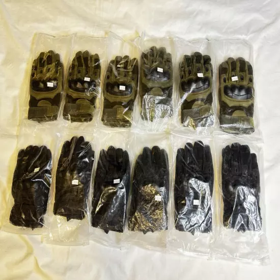 USA Tactical KNOCKER Gloves Rubberized Knuckle Lot Of 16 Blk /Grn Large