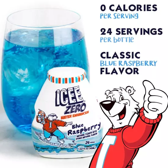 Zero Calorie Blue Raspberry Liquid Water Enhancer Drink Mix, Natural Flavor D...