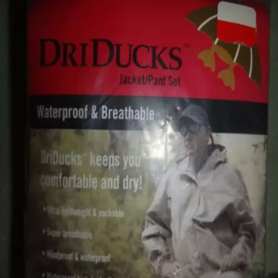 NEW DRIDUCKS ULTRALITE WATERPROOF BREATHABLE JACKET / PANT SET -MEN"S L SAND 