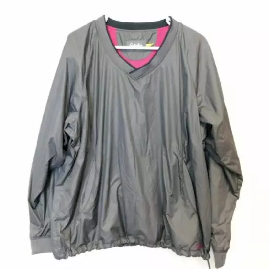 Cabelas Womens Nylon Windbreaker Gray Hot Pink Size 2XL Camping Comfort 