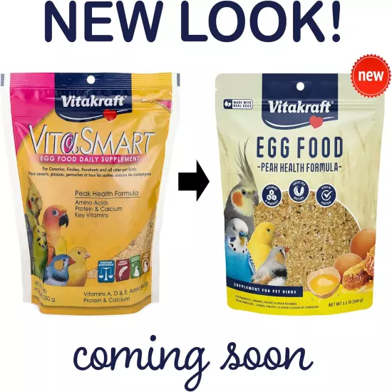 Vitakraft Vitasmart Egg Food for Birds - Daily Supplement for Parrots, Parakeets