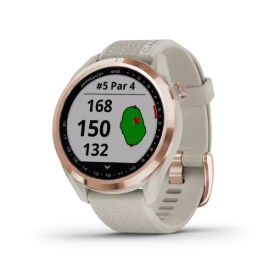 Garmin Approach S42 Rose Gold with Light Sand Silicone Band GPS Golf Watch