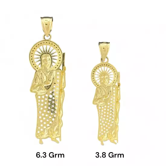 14KT Yellow Gold Saint Jude Pendants with Green CZ Stones - Multiple Sizes