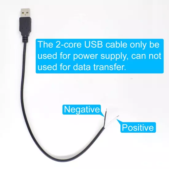 Short Charging USB 2 Wire Pigtail Cable (4 Pack 12 Inch) 30Cm 22AWG 3A Black US