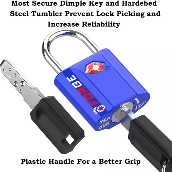 TSA Approved Luggage Locks, Ultra-Secure Dimple Key Travel Locks with Zinc Alloy