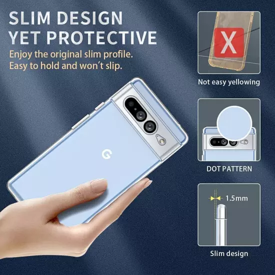 For Google Pixel 8 Pro 7 6 Pro Clear Case Crystal Slim Shockproof Soft TPU Cover