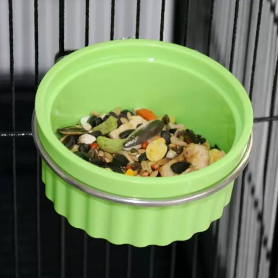 Bird Parrot Food Water Bowl Feeder Plastic Pigeons Birds Cage Feeding Holder