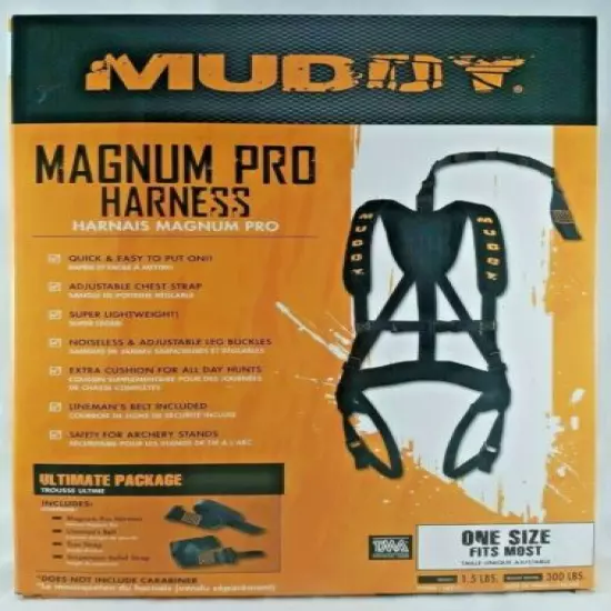 Muddy Outdoors Magnum Pro Padded Adjustable Harness System, Black **NEW**