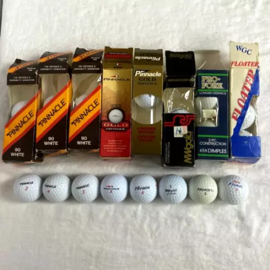 Lot of 24 Vintage Golf Balls Pinnacle 90 Gold Distance Pro Fore NWGold Floaters