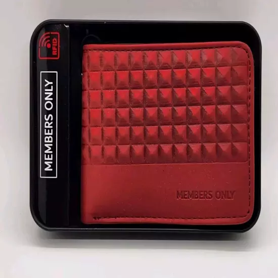 Members Only RFID Bifold Red Waffle Wallet NEW