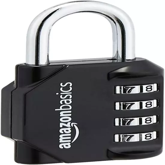 4-Digit Combination Lock, Black, 2-Pack