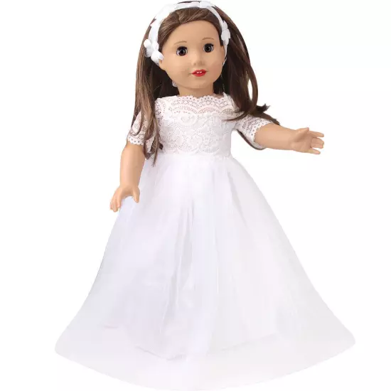 Lace Wedding Dress & headband made for 18'' American girl doll party clothes