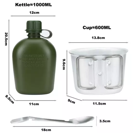 1L Army Green Water Bottle - Portable Hiking & Camping Bottle