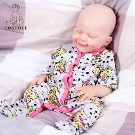 COSDOLL 18.5" Drink-wet System Smiley Girl Reborn Baby Dolls Full Silicone Dolls