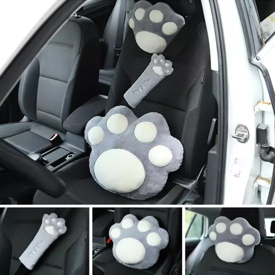 Cute Universal Plush Neck Pillow Comfort Car Headrests Cat Claw Women Cushion~Ð