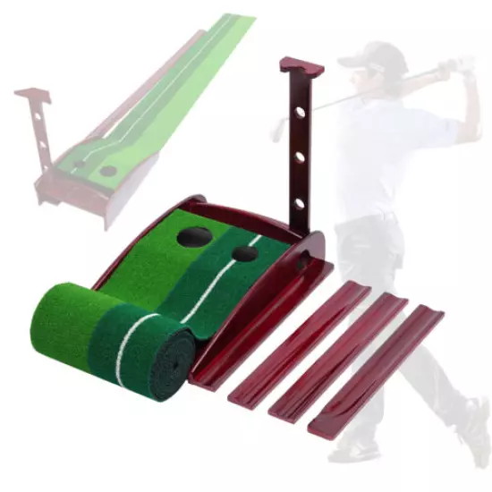 Adult Golf Putting Green Practice Mat W/ Auto Ball Return Portable Training Aid