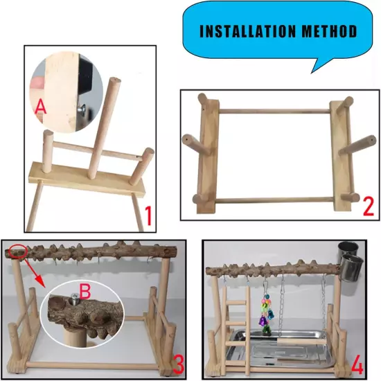 Hamiledyi Parrot Playground Bird Playstand Wood Exercise Play Perch Exercise Gym