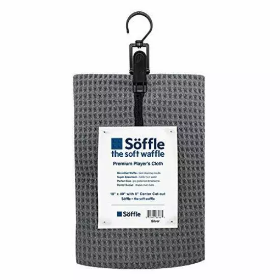 Soffle Waffle Players Golf Towel | Caddy Size 18” x 40” with Center Cut | Mic...