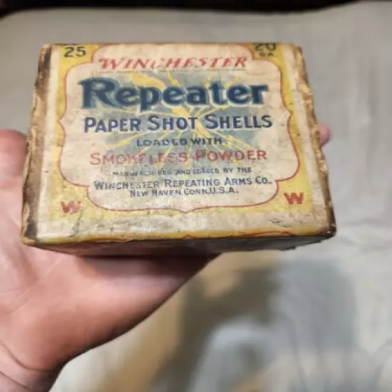 RARE WINCHESTER REPEATER 20Ga 2 PIECE PAPER SHOT SHELLS BOX EMPTY