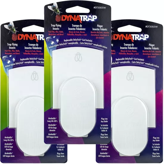 Fly Discreet 3 Pack DynaTrap Gnat Fruit Fly White Moth Trap Trap DT3005W-DS3 -