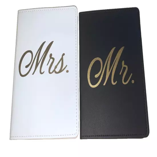 Mr & Mrs Passport Holder White and Black Set.