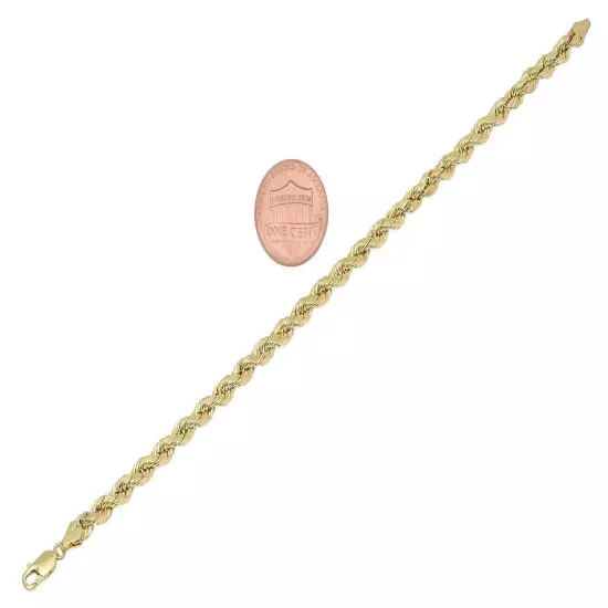 BRAND NEW 14K Yellow Gold 2mm-5mm Italy Rope Chain Twist Link Bracelet Hollow