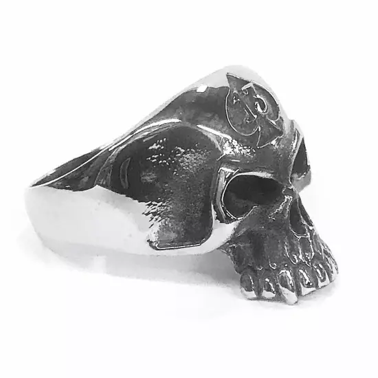 Stainless Steel Men’s Biker Style Ring Size 15 Skull 13 Clubs Card 10+ Grams