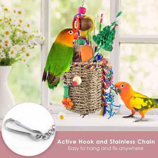 Bird Toys, Parakeet Toys Bird Grass Basket Cockatiel Forgaging Toys Conure Sh...