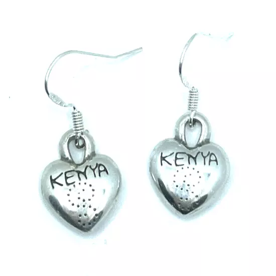 Brighton Kenya Hearts Puffed Dots Etched Silver Bright Custom Earrings